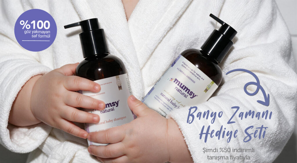 mumsy natural banyo zamanı hediye seti mumsy natural doğal bebek şampuanı mumsy natural nemlendirici bebek vücut losyonu